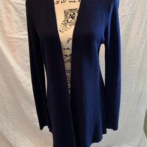 Eileen Fisher lightweight wool open front long sweater cardigan